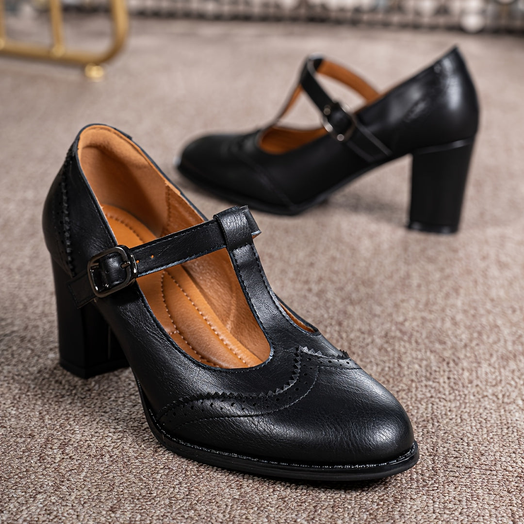 Women's T-Strap Block Heels
