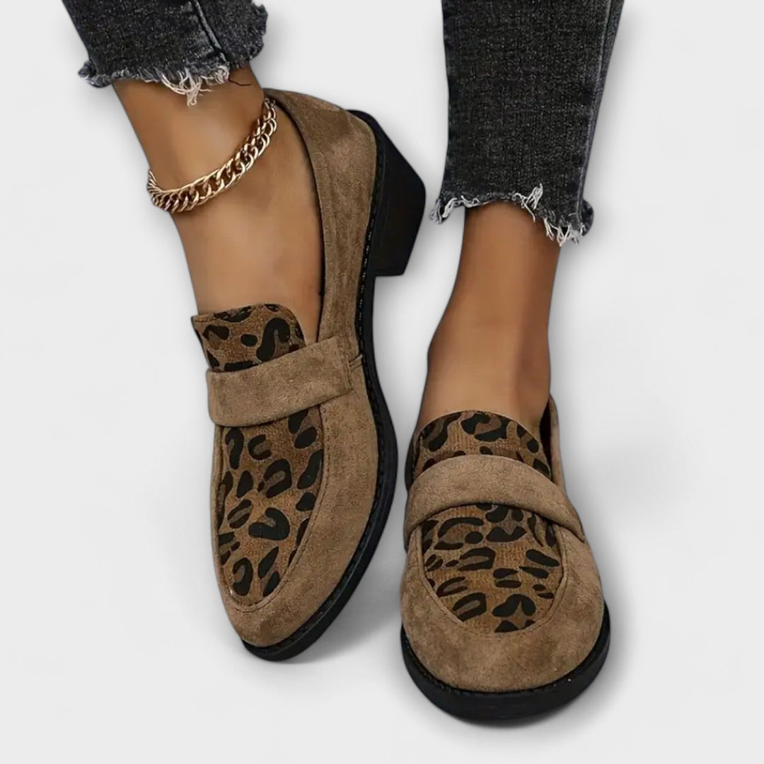 Block Heel Leopard Loafers