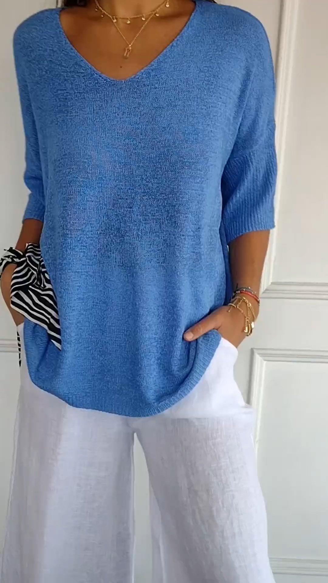 V-neck Long Sleeve Top