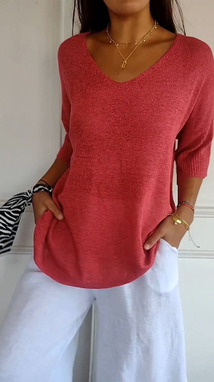 V-neck Long Sleeve Top