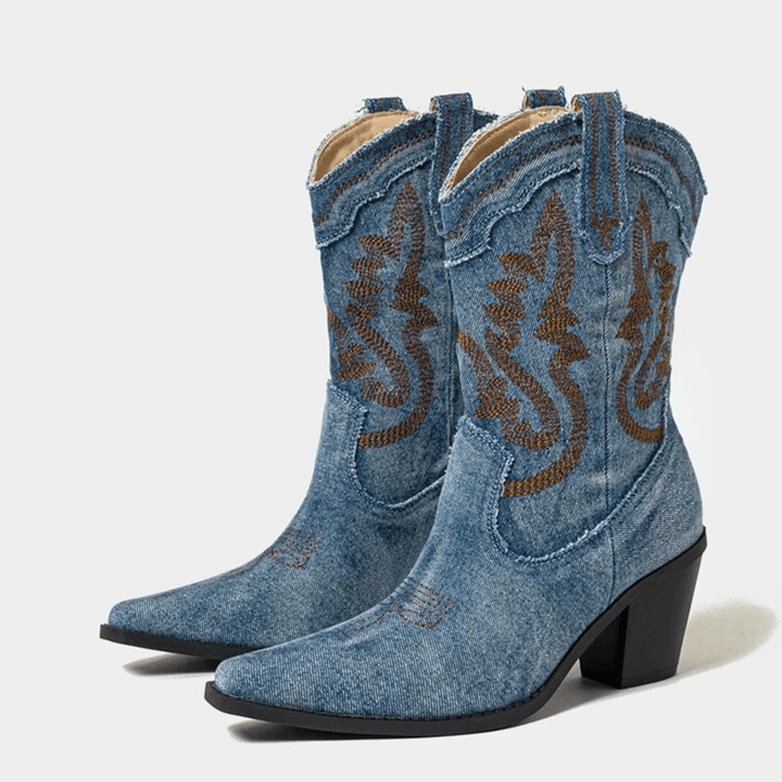 Denim Style Ankle Boots