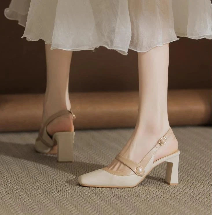Vintage French Square Head Single Shoes