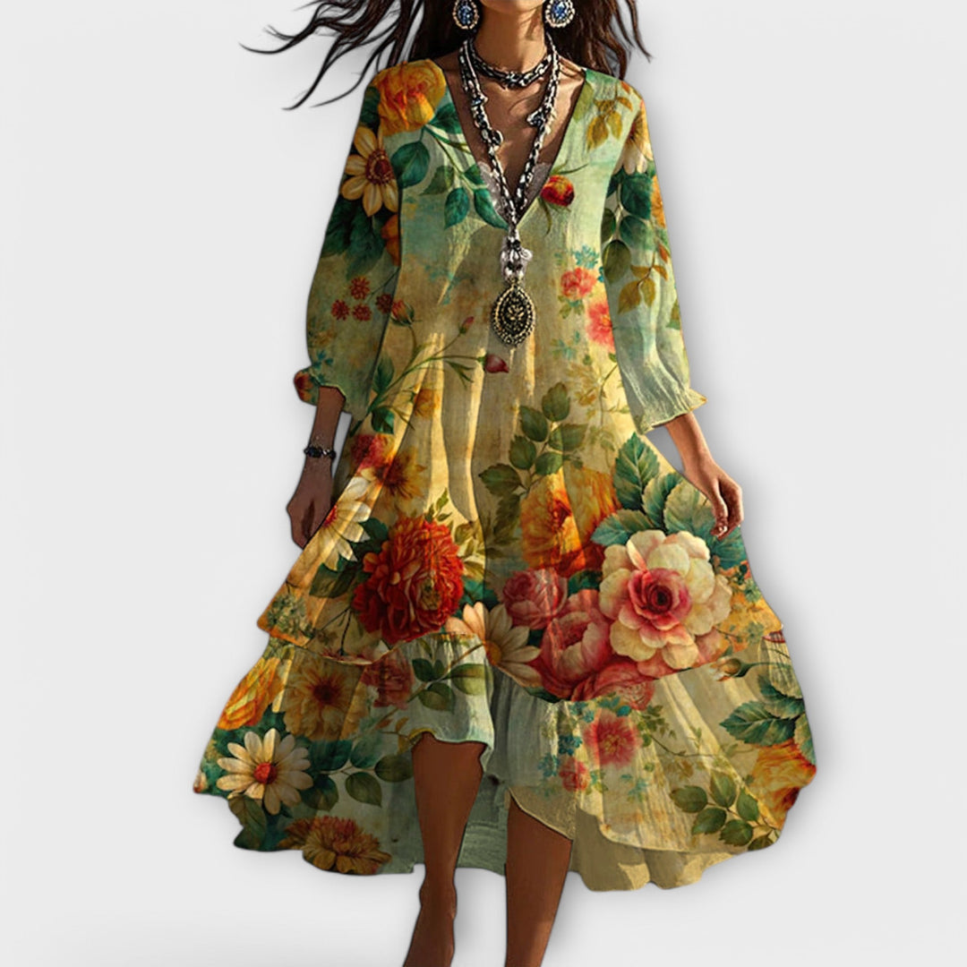 Vintage Boho V-neck Dress
